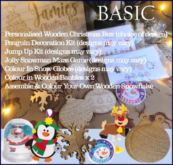 Filled Personalised Wooden Activity Christmas Boxes - Image 3