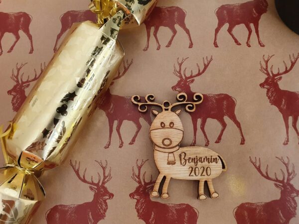 Personalised Reindeer Shaped Bauble