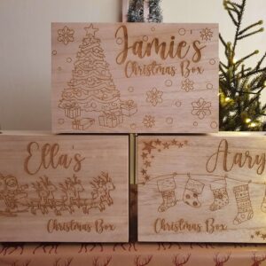 Personalised Large Wooden Christmas Box - Tree Design - Image 4