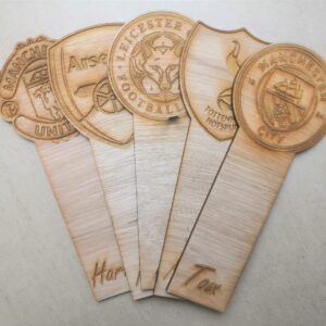 Personalised Wooden Football Crest Bookmarks