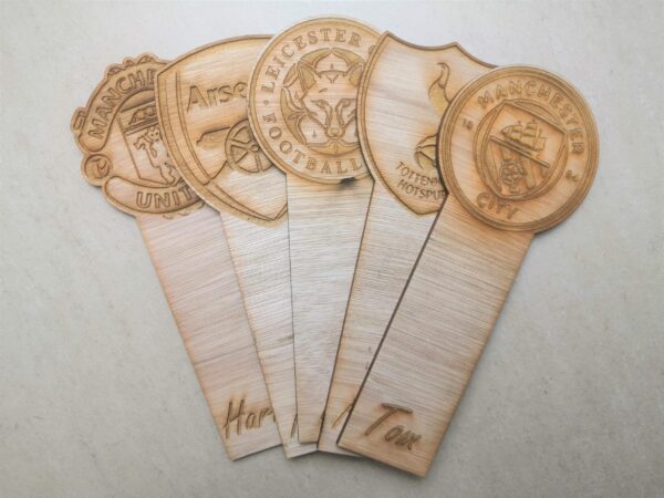 Personalised Wooden Football Crest Bookmarks