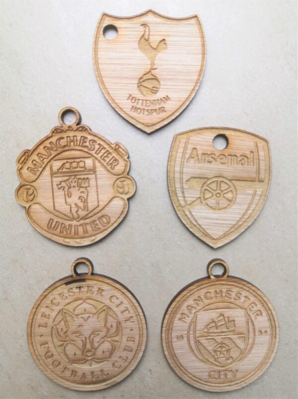 Personalised Wooden Football Crest Keychains - Image 3