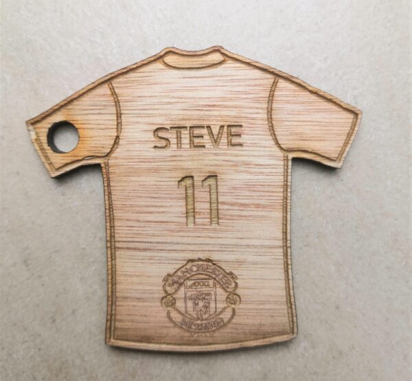 Personalised Wooden Football Shirt Keychains