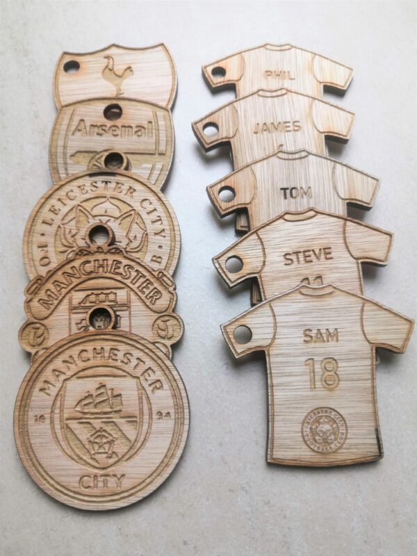 Personalised Wooden Football Shirt Keychains - Image 5