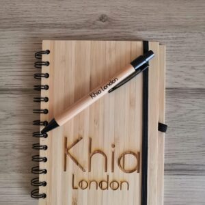 Personalised Bamboo Journal/Notebook with Personalised Engraved Pen Included