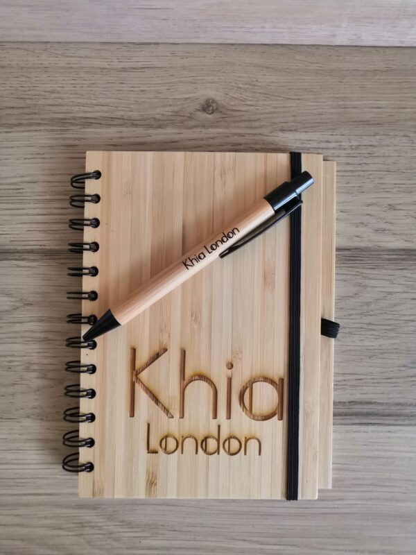 Personalised Bamboo Journal/Notebook with Personalised Engraved Pen Included