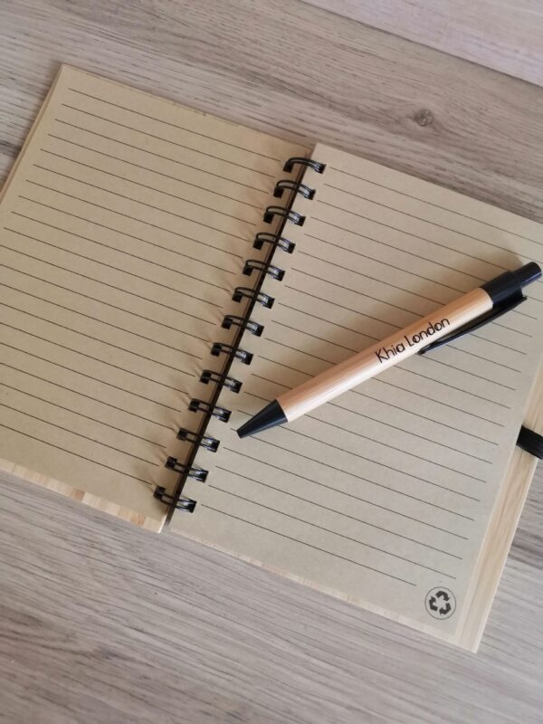 Personalised Bamboo Journal/Notebook with Personalised Engraved Pen Included - Image 2