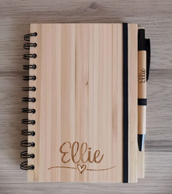Personalised Bamboo Journal/Notebook with Personalised Engraved Pen Included - Image 5