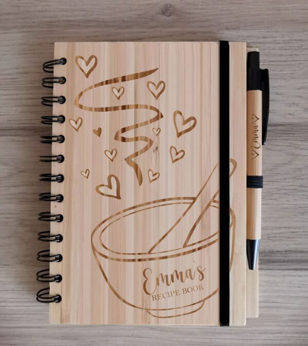 Personalised Bamboo Journal/Notebook with Personalised Engraved Pen Included - Image 4