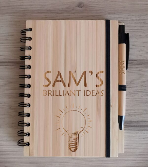 Personalised Bamboo Journal/Notebook with Personalised Engraved Pen Included - Image 6