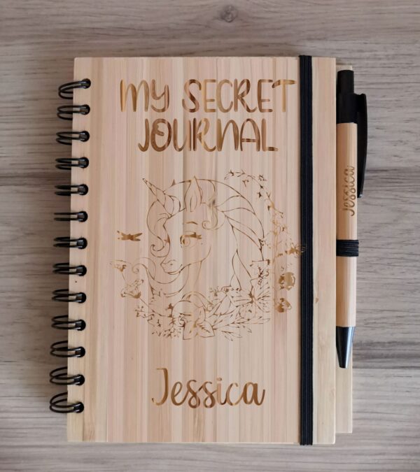 Personalised Bamboo Journal/Notebook with Personalised Engraved Pen Included - Image 3