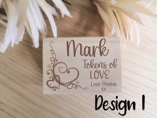 10 Love Tokens with personalised Box and Hearts Included - Image 2