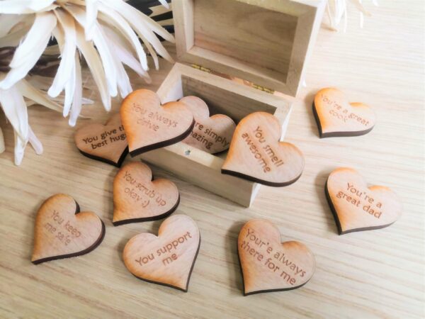 10 Reasons Why I love you/I love you Because with personalised Box and Hearts Included