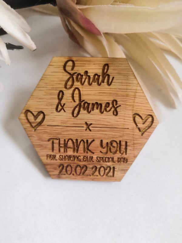 Save The Date Wedding Magnets/Thank you Wedding Magnets - Hex - Image 2