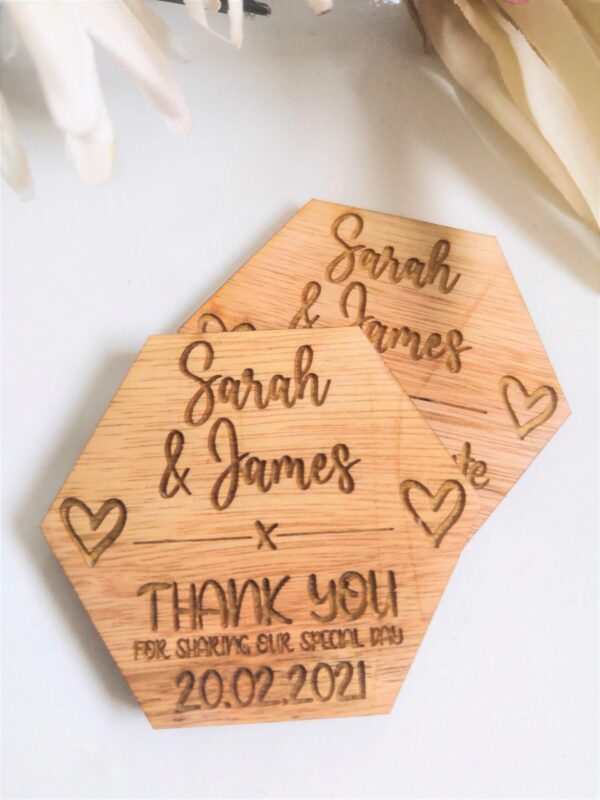 Save The Date Wedding Magnets/Thank you Wedding Magnets - Hex - Image 3