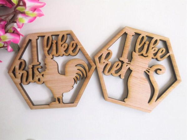 I like His../I like her... Cheeky/Naughty Coaster Set