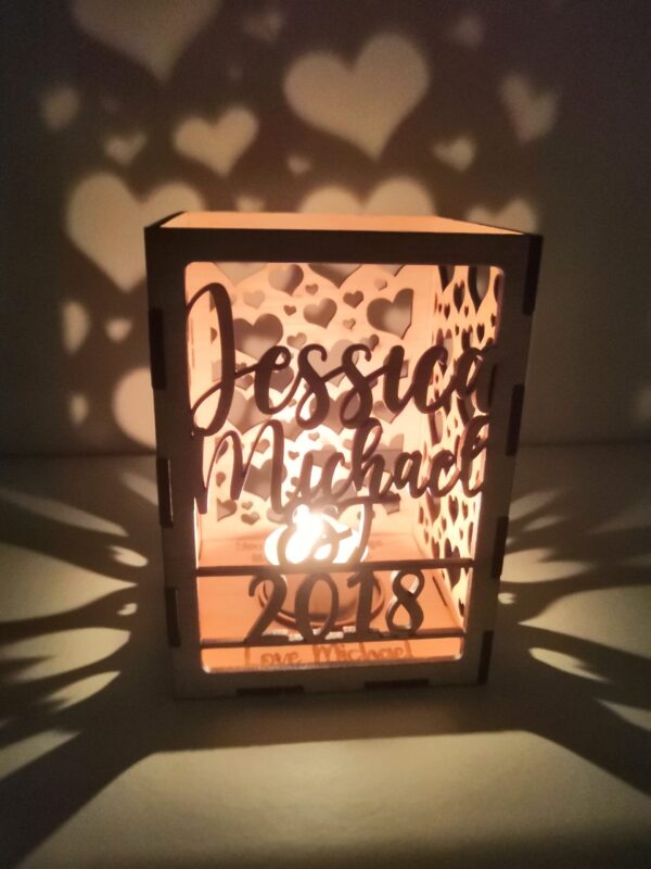 Personalised Wooden Hearts Lantern/Tea Light - Image 5