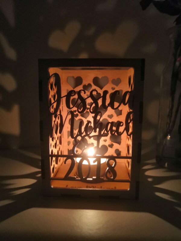 Personalised Wooden Hearts Lantern/Tea Light - Image 4