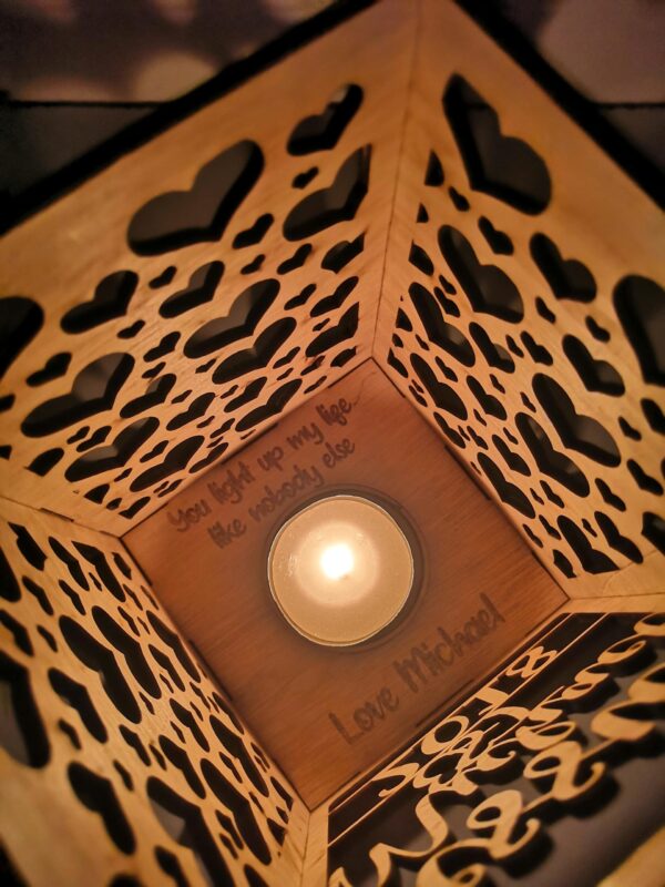 Personalised Wooden Hearts Lantern/Tea Light - Image 3