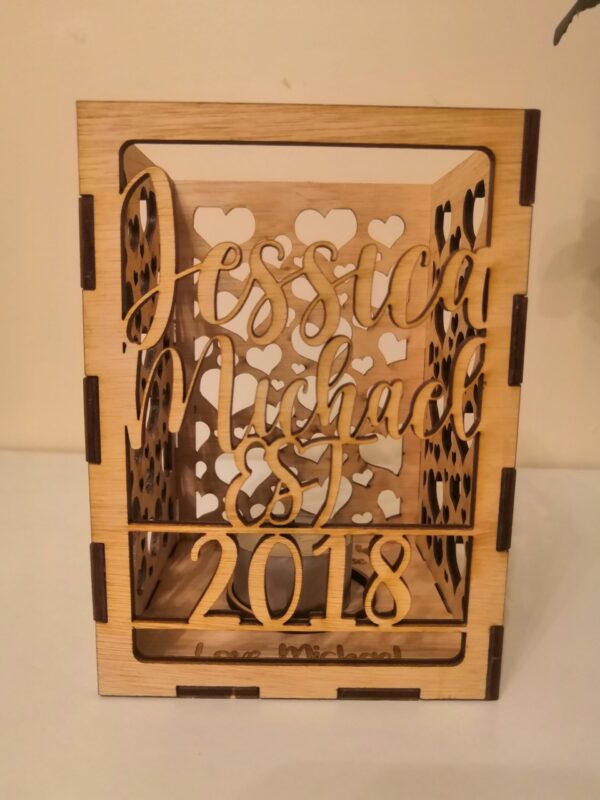 Personalised Wooden Hearts Lantern/Tea Light - Image 9