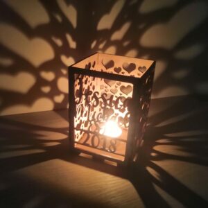 Personalised Wooden Hearts Lantern/Tea Light