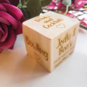 Personalised Wooden Date Night Dice/Cube Game - Choose your perfect date nights/nights together. Valentines/Wedding/Anniversary Gift