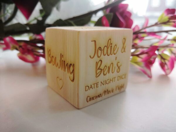 Personalised Wooden Date Night Dice/Cube Game - Choose your perfect date nights/nights together. Valentines/Wedding/Anniversary Gift - Image 2