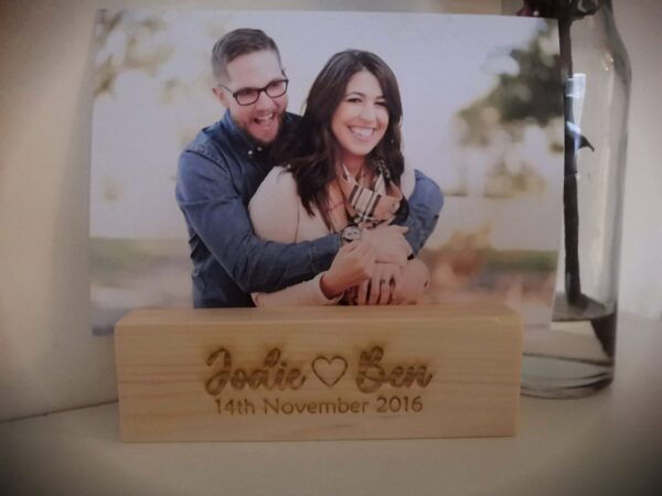 Personalised Wooden Block Photo / Picture Holder. Valentines / Wedding / Anniversary / Birthday / Christmas / Bride or Groom Gift / Present - Image 5