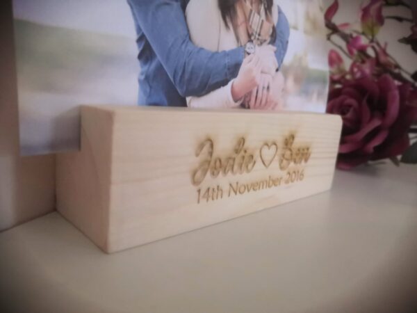 Personalised Wooden Block Photo / Picture Holder. Valentines / Wedding / Anniversary / Birthday / Christmas / Bride or Groom Gift / Present - Image 4