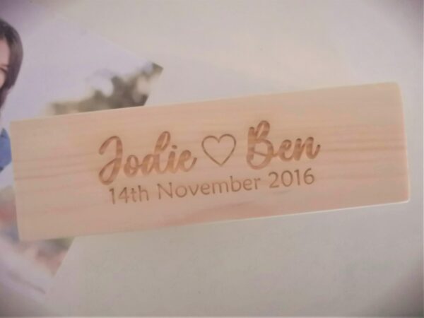 Personalised Wooden Block Photo / Picture Holder. Valentines / Wedding / Anniversary / Birthday / Christmas / Bride or Groom Gift / Present - Image 3