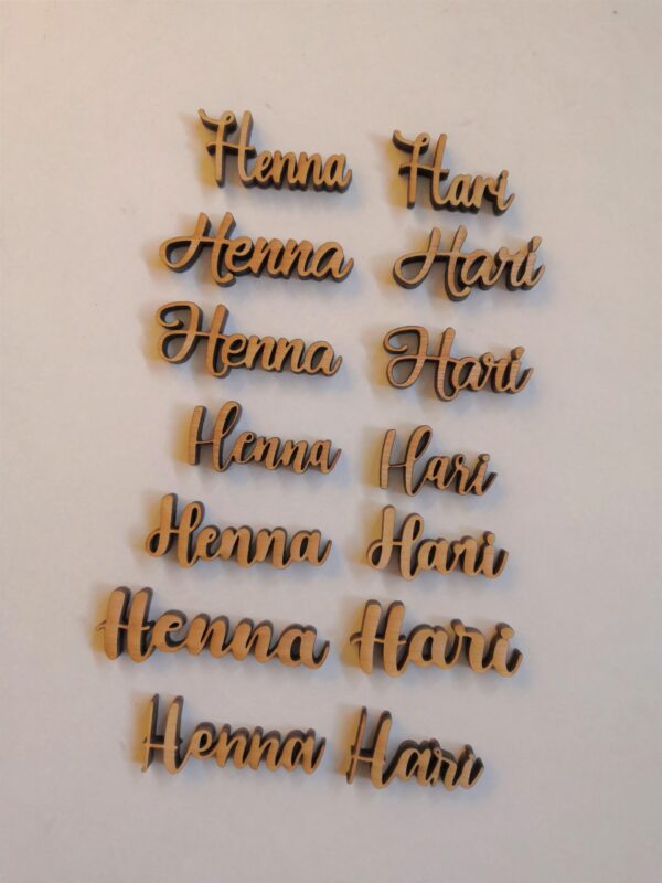 Wedding / Party / Reception Name Place Holders / Place Card Names / Wedding Favours - Wooden Laser Cut - Various font styles to choose from - Image 4