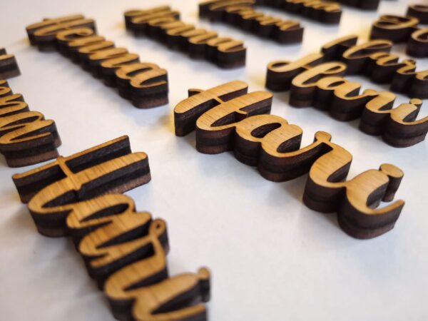Wedding / Party / Reception Name Place Holders / Place Card Names / Wedding Favours - Wooden Laser Cut - Various font styles to choose from - Image 3