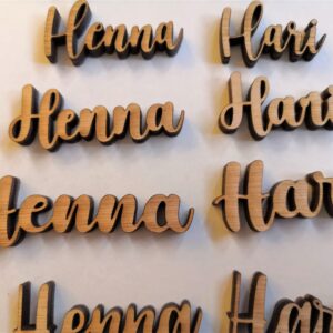 Wedding / Party / Reception Name Place Holders / Place Card Names / Wedding Favours - Wooden Laser Cut - Various font styles to choose from