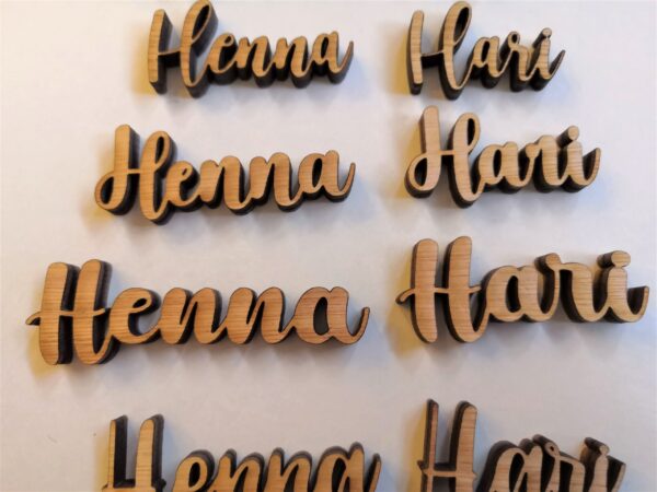 Wedding / Party / Reception Name Place Holders / Place Card Names / Wedding Favours - Wooden Laser Cut - Various font styles to choose from