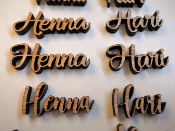 Wedding / Party / Reception Name Place Holders / Place Card Names / Wedding Favours - Wooden Laser Cut - Various font styles to choose from - Image 6
