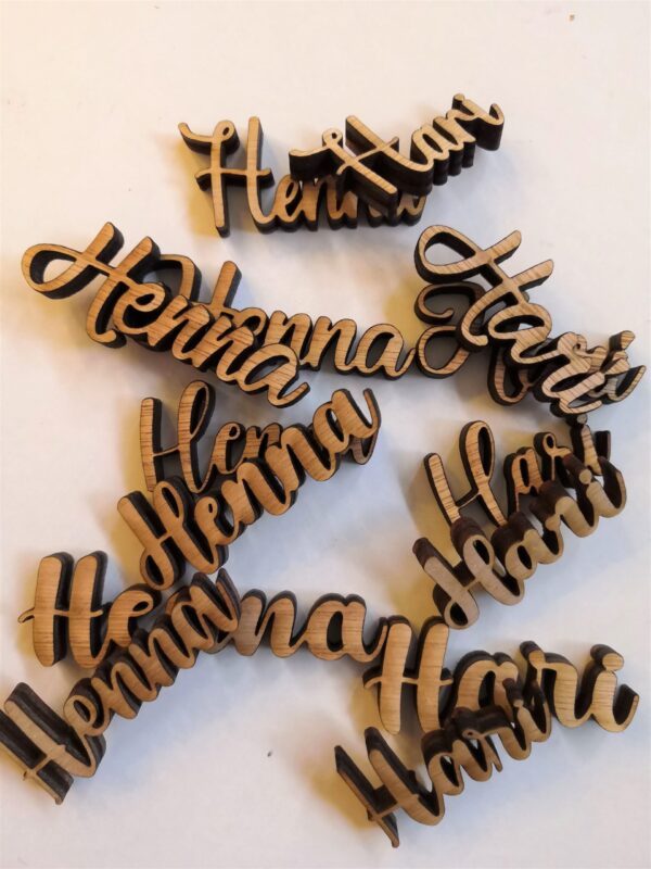 Wedding / Party / Reception Name Place Holders / Place Card Names / Wedding Favours - Wooden Laser Cut - Various font styles to choose from - Image 5