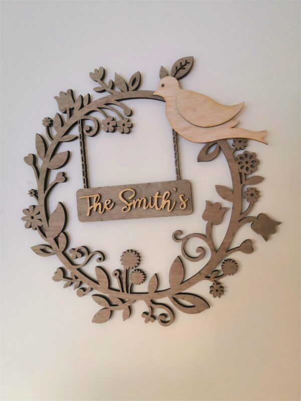 Personalised Family Wreath Welcome Wall Hanging - Home Decor - House Warming - Welcome Sign/Plaque