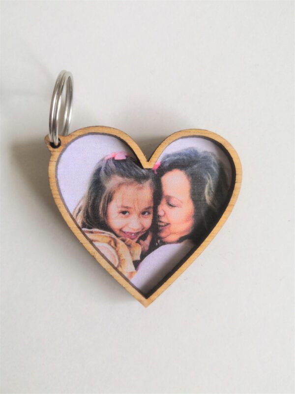 Personalised Heart Wooden Photo Keyring/Keychain - Image 2