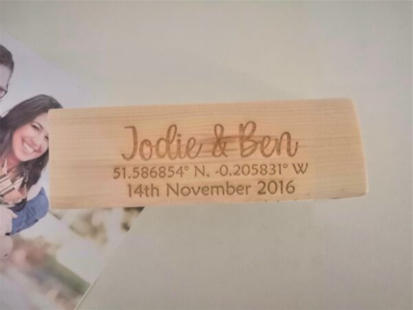 Personalised Wooden Block Photo / Picture Holder. Valentines / Wedding / Anniversary / Birthday / Christmas / Bride or Groom Gift / Present - Image 2