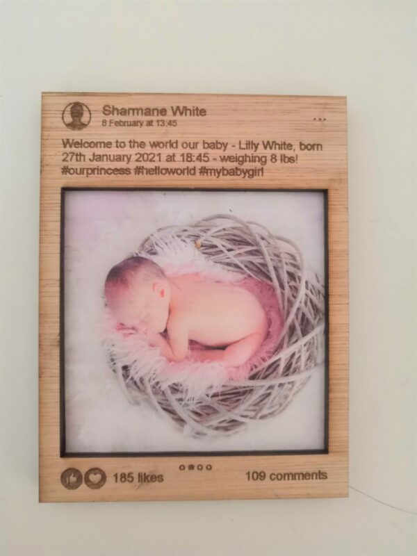 Personalised Wooden Facebook Post Photo Frame/Magnet with Picture - Image 3