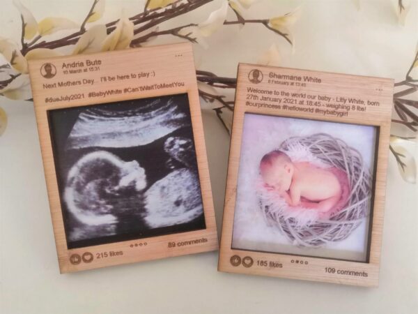 Personalised Wooden Facebook Post Photo Frame/Magnet with Picture