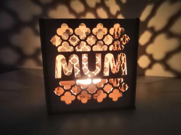Personalised Mothers Day Wooden Lantern | Rustic Tea Light Holder - MUM