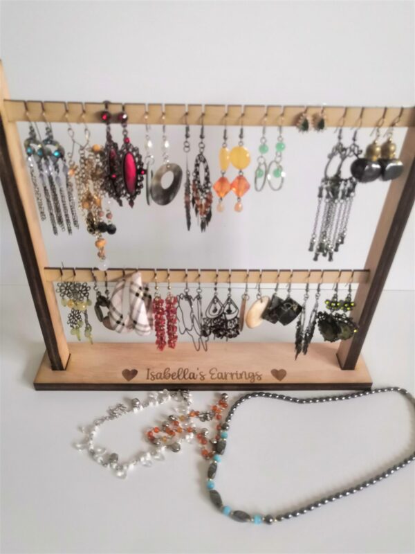Personalised Wooden Earring Stand - Holds 20 pairs of earrings and bracelets - Image 6