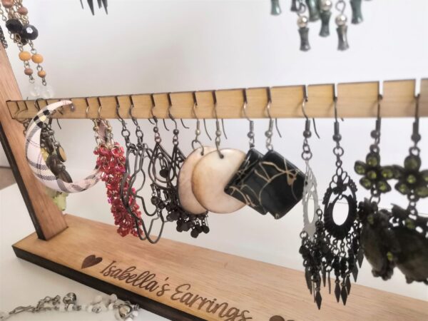 Personalised Wooden Earring Stand - Holds 20 pairs of earrings and bracelets - Image 7