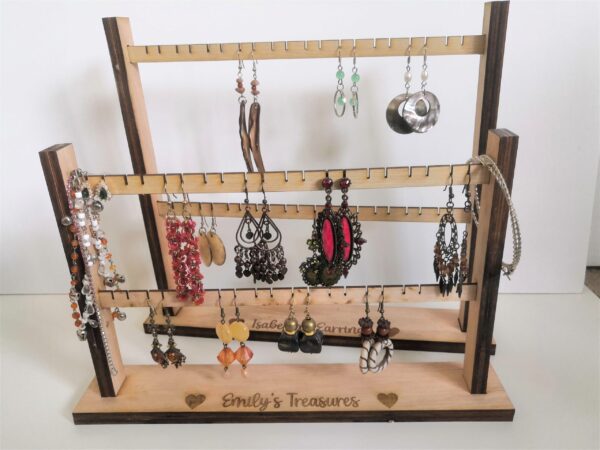 Personalised Wooden Earring Stand - Holds 20 pairs of earrings and bracelets - Image 2