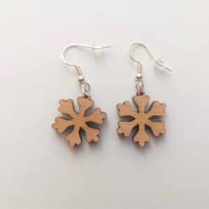 Snowflake Drop Earrings - Dangling - Wire Hook - Light Weight (Style 5)