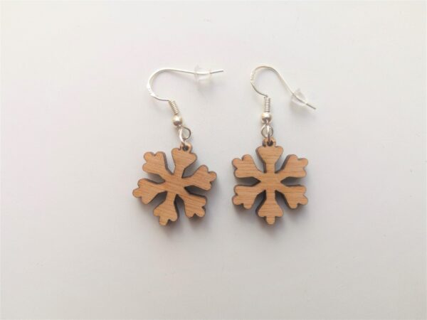Snowflake Drop Earrings - Dangling - Wire Hook - Light Weight (Style 5)