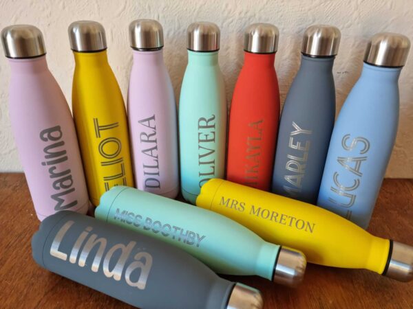 Personalised Stainless Steel, Vacuum Insulated Water Bottle/Flask 500ml. For Him/For Her, Couples Gift, Wedding Gift, Valentines Gift, Gym - Image 4
