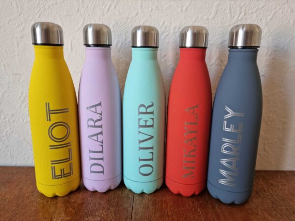 Personalised Stainless Steel, Vacuum Insulated Water Bottle/Flask 500ml. For Him/For Her, Couples Gift, Wedding Gift, Valentines Gift, Gym