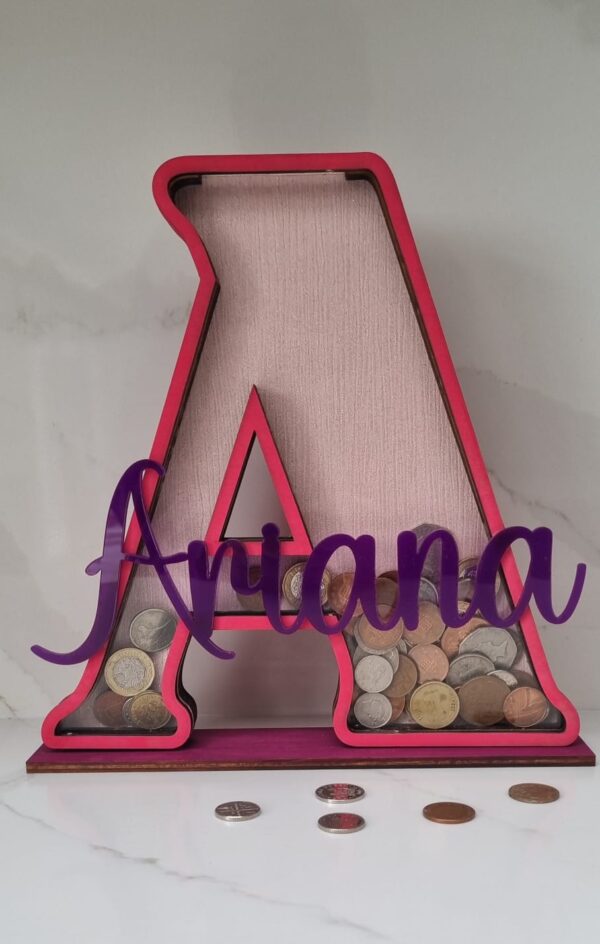 Personalised Letter Piggy Bank | Custom made | Letter | Name | Coin bank | Gift - your choice of patterns or colours available - Image 2